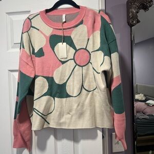 Weekday Pink and Green Floral Knit
